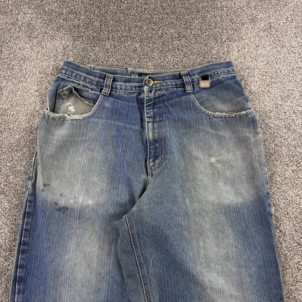 Vintage Y2K Southpole Jeans Mens 33L Baggy Distressed Blue Denim Skater Wide